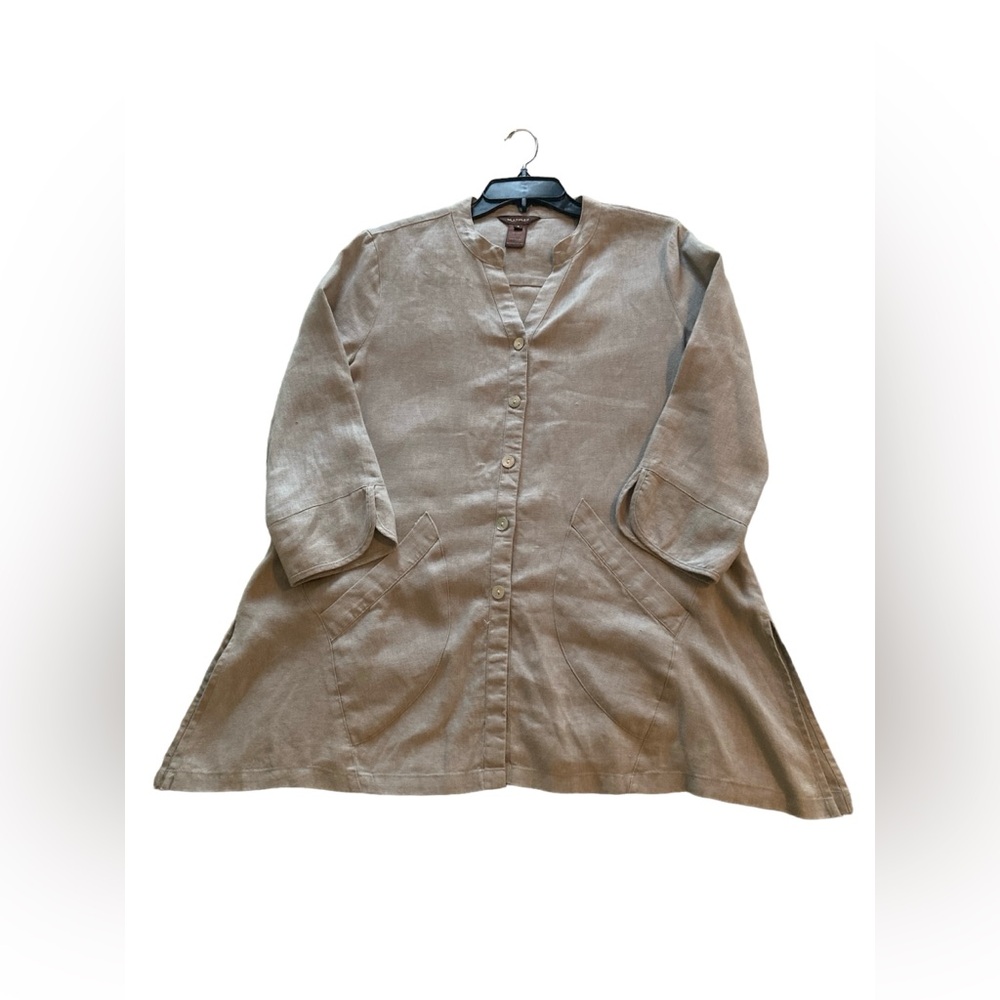 Multiples 100% Linen Long Sleeve Button Down Tuni… - image 3